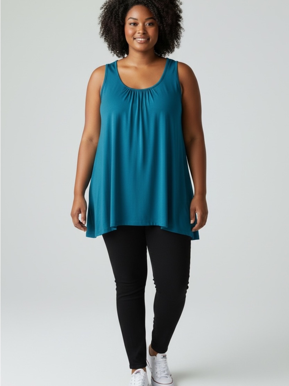New York Laundry Teal Scoop Neck Swing Tank